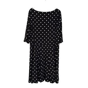 Lauren Ralph Lauren Polka Dot Pleated Dress size 18 Half Sleeve Black White